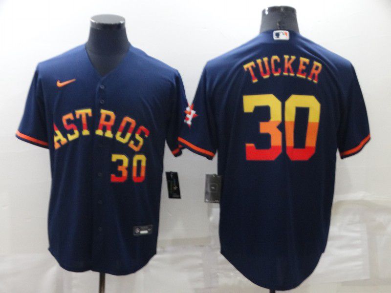 Men Houston Astros 30 Tucker Blue Rainbow Edition Game Nike 2022 MLB Jersey